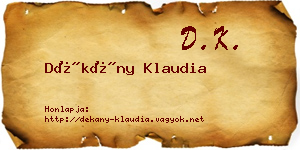 Dékány Klaudia névjegykártya